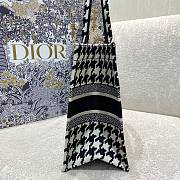 Dior Small Book Tote Houndstooth Embroidery Black M1296 36x18x28cm - 3