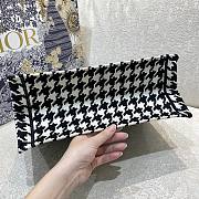 Dior Small Book Tote Houndstooth Embroidery Black M1296 36x18x28cm - 5