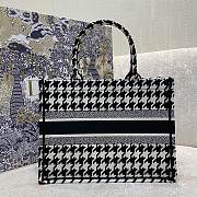 Dior Small Book Tote Houndstooth Embroidery Black M1296 36x18x28cm - 4