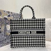 Dior Large Book Tote Houndstooth Embroidery Black M1286 42x35x18cm - 1