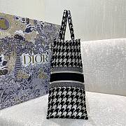 Dior Large Book Tote Houndstooth Embroidery Black M1286 42x35x18cm - 6