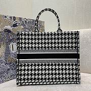 Dior Large Book Tote Houndstooth Embroidery Black M1286 42x35x18cm - 5