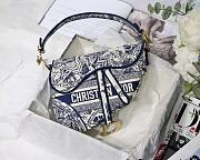 Dior Saddle Bag Toile de Jouy Embroidery Blue M0446 25.5x20x6.5cm - 1