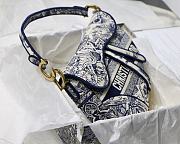 Dior Saddle Bag Toile de Jouy Embroidery Blue M0446 25.5x20x6.5cm - 5