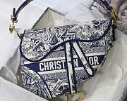 Dior Saddle Bag Toile de Jouy Embroidery Blue M0446 25.5x20x6.5cm - 2
