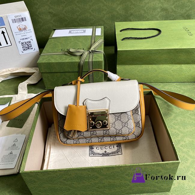 Gucci Mini Padlock Bag GG Canvas Yellow 658487 21x14x5cm - 1