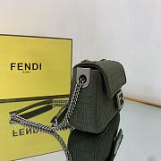 Fendi Midi Baguette Chain Bag Farbic Green 8BR793 24x7x14.5cm - 5
