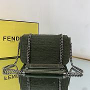 Fendi Midi Baguette Chain Bag Farbic Green 8BR793 24x7x14.5cm - 4