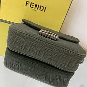 Fendi Midi Baguette Chain Bag Farbic Green 8BR793 24x7x14.5cm - 2