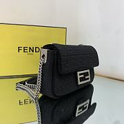 Fendi Midi Baguette Chain Bag Farbic Black 8BR793 24x7x14.5cm - 6