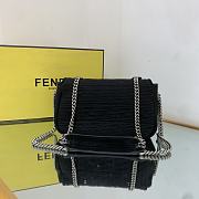 Fendi Midi Baguette Chain Bag Farbic Black 8BR793 24x7x14.5cm - 4