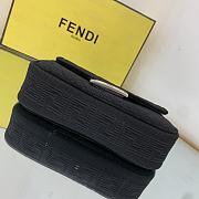 Fendi Midi Baguette Chain Bag Farbic Black 8BR793 24x7x14.5cm - 3
