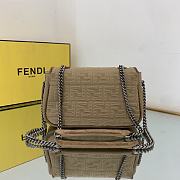 Fendi Midi Baguette Chain Bag Farbic Beige 8BR793 24x7x14.5cm - 6