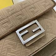 Fendi Midi Baguette Chain Bag Farbic Beige 8BR793 24x7x14.5cm - 3