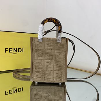 Fendi Mini Sunshine Shopper Bag Farbic Beige 8BS051 18×6×14.5cm