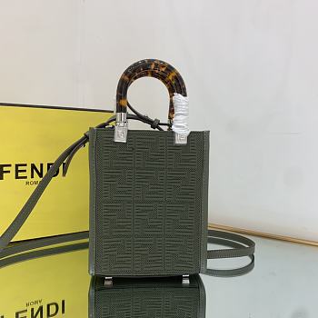 Fendi Mini Sunshine Shopper Bag Farbic Green 8BS051 18×6×14.5cm