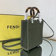 Fendi Mini Sunshine Shopper Bag Farbic Green 8BS051 18×6×14.5cm - 5