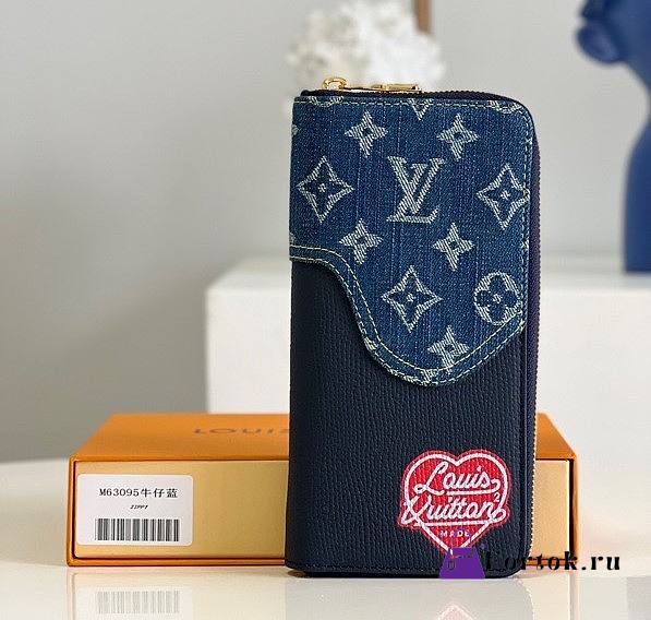 Louis Vuitton Zippy Wallet Monogram Denim Blue M81107 20×10cm - 1