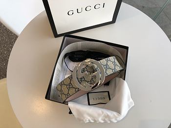 Gucci Belt GG Supreme Interlocking G in Blue 411924 3.8cm