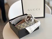 Gucci Belt GG Supreme Interlocking G in Blue 411924 3.8cm - 3