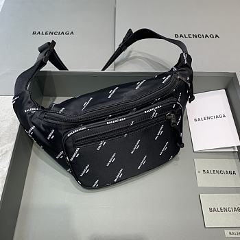 Balenciaga Belt Bag Logo-Print Canvas Black 31x7x15cm