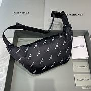 Balenciaga Belt Bag Logo-Print Canvas Black 31x7x15cm - 6