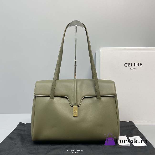 Celine Large Soft 16 In Smooth Leather Green 194043 38x26x18cm - 1