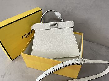 Fendi Small Peekaboo Cuoio Romano Grained Leather White 27x9.5x21cm