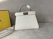 Fendi Small Peekaboo Cuoio Romano Grained Leather White 27x9.5x21cm - 6
