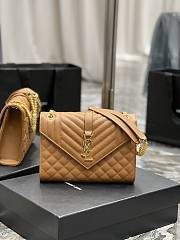 Ysl Medium Envelope In Grained Tan 487206 24×17.5×6cm - 1