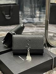 Ysl Medium Kate In Grained Leather Silver-tone Black 354119 24x14.5x5cm - 1