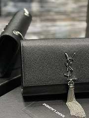 Ysl Medium Kate In Grained Leather Silver-tone Black 354119 24x14.5x5cm - 6