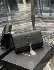 Ysl Medium Kate In Grained Leather Silver-tone Black 354119 24x14.5x5cm - 5