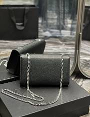 Ysl Medium Kate In Grained Leather Silver-tone Black 354119 24x14.5x5cm - 4
