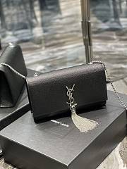 Ysl Medium Kate In Grained Leather Silver-tone Black 354119 24x14.5x5cm - 3