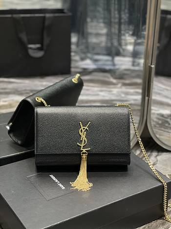 Ysl Medium Kate In Grained Leather Gold-tone Black 354119 24x14.5x5cm