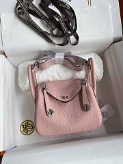 Hermes Mini Lindy In Clemence Leather Silver-tone Pink 19cm - 6