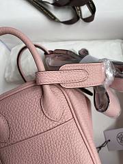Hermes Mini Lindy In Clemence Leather Silver-tone Pink 19cm - 3