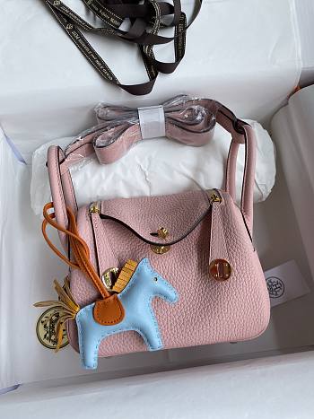 Hermes Mini Lindy In Clemence Leather Gold-tone Pink 19cm