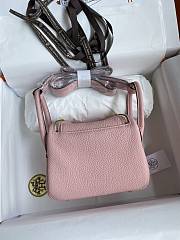 Hermes Mini Lindy In Clemence Leather Gold-tone Pink 19cm - 5