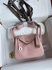Hermes Mini Lindy In Clemence Leather Gold-tone Pink 19cm - 3