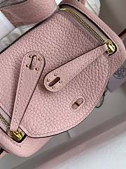 Hermes Mini Lindy In Clemence Leather Gold-tone Pink 19cm - 4