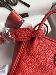 Hermes Mini Lindy In Clemence Leather Silver-tone Red 19cm - 3