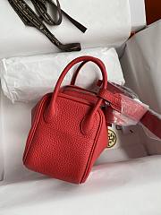 Hermes Mini Lindy In Clemence Leather Silver-tone Red 19cm - 2