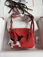 Hermes Mini Lindy In Clemence Leather Gold-tone Red 19cm - 1