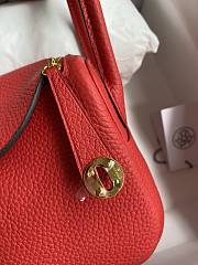 Hermes Mini Lindy In Clemence Leather Gold-tone Red 19cm - 5