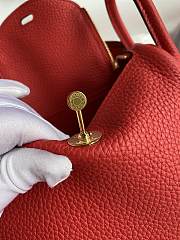 Hermes Mini Lindy In Clemence Leather Gold-tone Red 19cm - 3