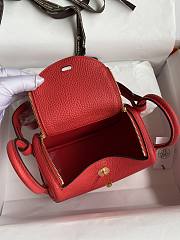 Hermes Mini Lindy In Clemence Leather Gold-tone Red 19cm - 2