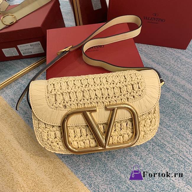 Valentino Medium Supervee Raffia 26.5x9x15cm - 1