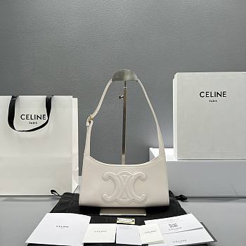 Celine Cuir Triomphe Shoulder Bag In Leather White 198153 24x13x5cm